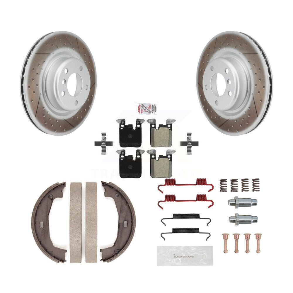 Rotors à revêtement de disque arrière, patins semi-métalliques, chaussures de stationnement et Kit de matériel pour BMW