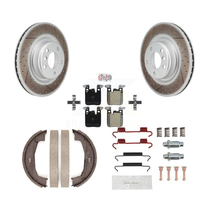 Rotors à revêtement de disque arrière, patins semi-métalliques, chaussures de stationnement et Kit de matériel pour BMW
