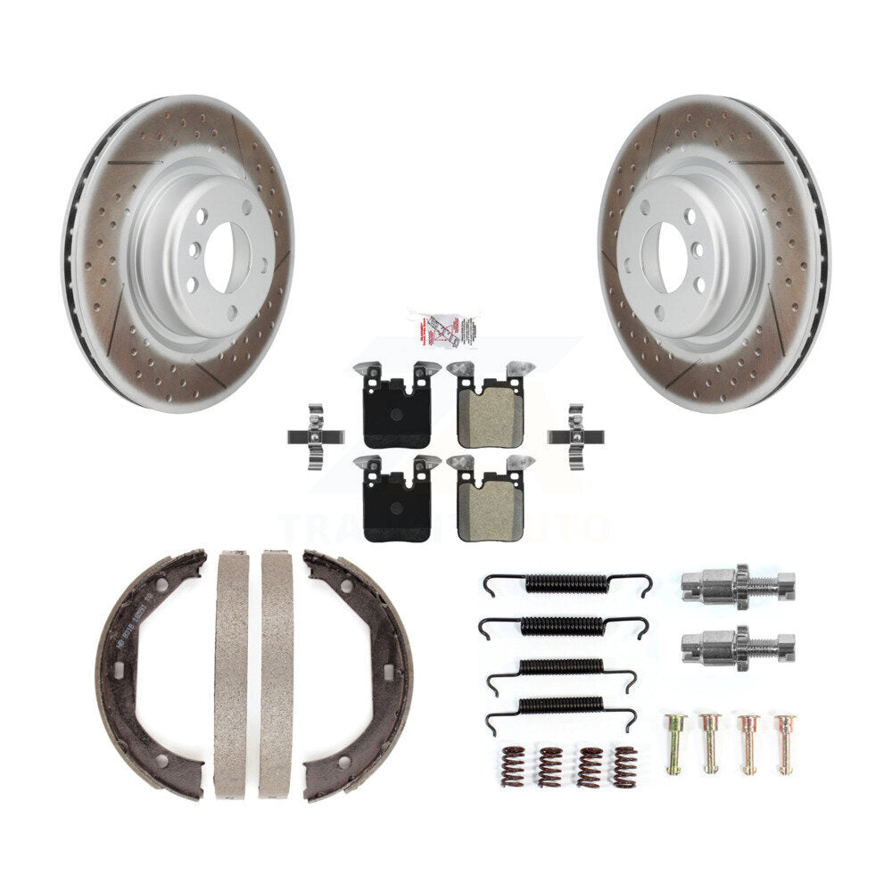 Rotors à revêtement de disque arrière, plaquettes semi-métalliques, Kit de quincaillerie pour chaussures de frein de stationnement pour