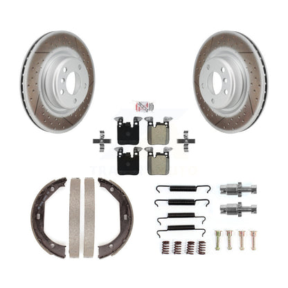 Rotors à revêtement de disque arrière, plaquettes semi-métalliques, Kit de quincaillerie pour chaussures de frein de stationnement pour
