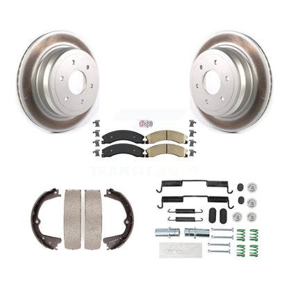 Rotors enduits de disque arrière, plaquettes en céramique, chaussures de frein de stationnement et Kit de matériel pour