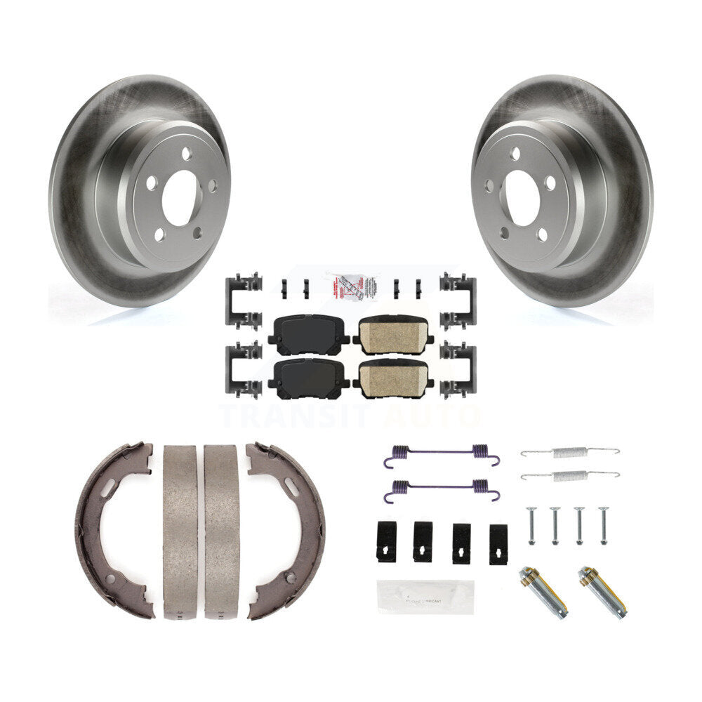 Rotors enduits de disque arrière, plaquettes en céramique, chaussures de frein de stationnement et Kit de matériel pour