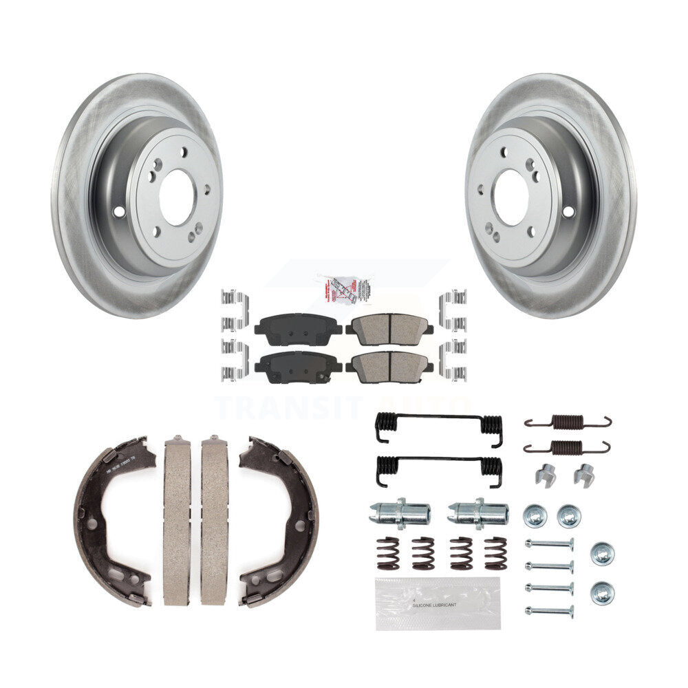 Rotors enduits de disque arrière, plaquettes en céramique, chaussures de frein de stationnement et Kit de matériel pour