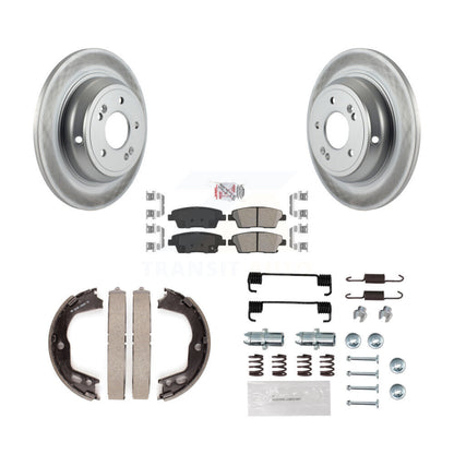 Rotors enduits de disque arrière, plaquettes en céramique, chaussures de frein de stationnement et Kit de matériel pour