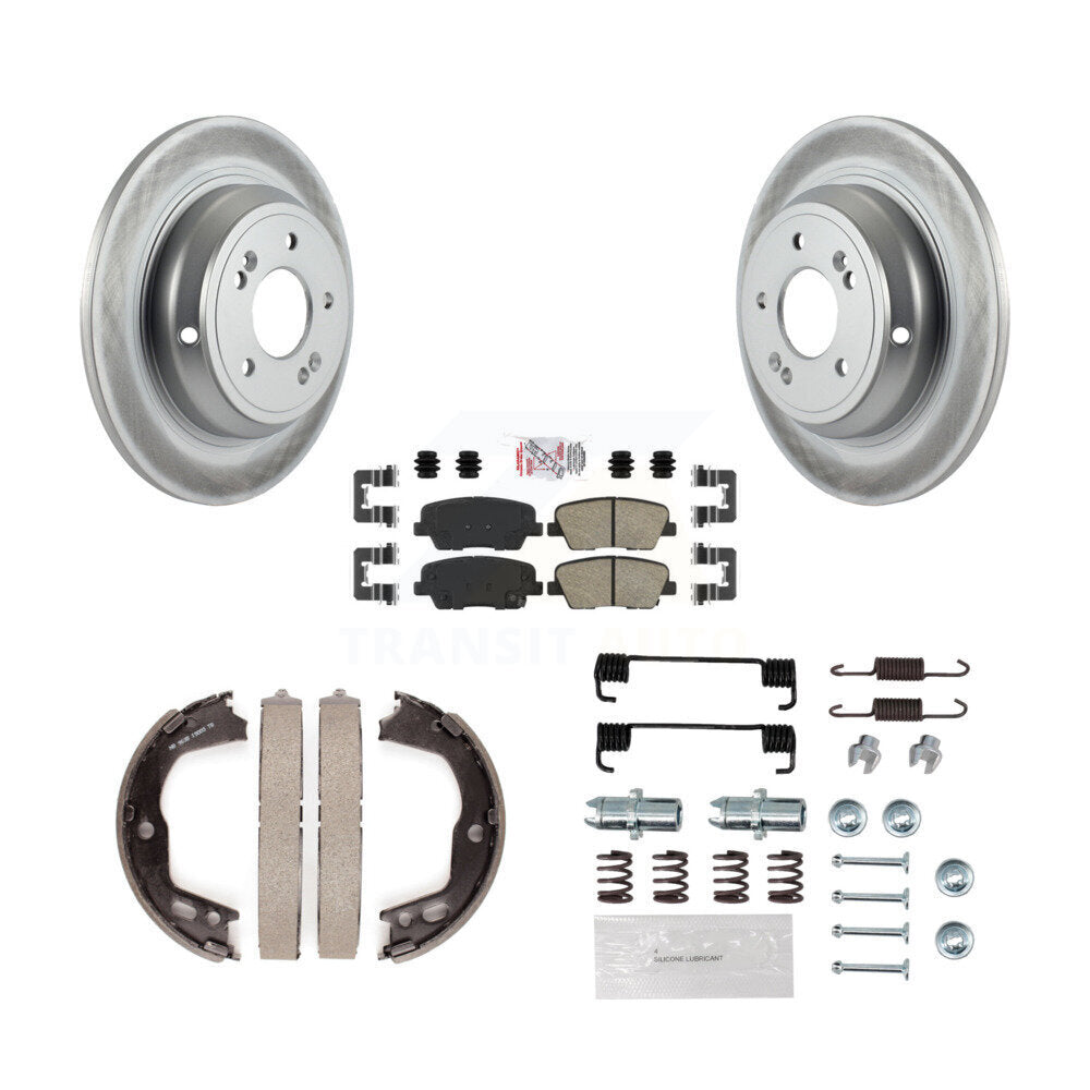 Rotors enduits de disque arrière, plaquettes en céramique, chaussures de frein de stationnement et Kit de matériel pour