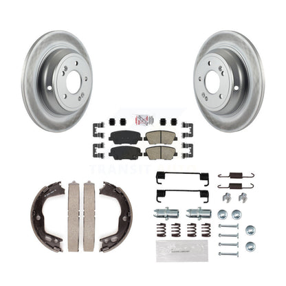 Rotors enduits de disque arrière, plaquettes en céramique, chaussures de frein de stationnement et Kit de matériel pour