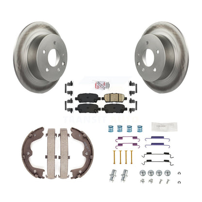 Rotors enduits de disque arrière, plaquettes en céramique, chaussures de frein de stationnement et Kit de matériel pour