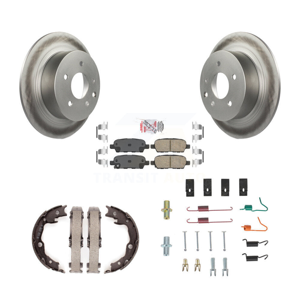 Rotors enduits de disque arrière, plaquettes en céramique, chaussures de frein de stationnement et Kit de matériel pour
