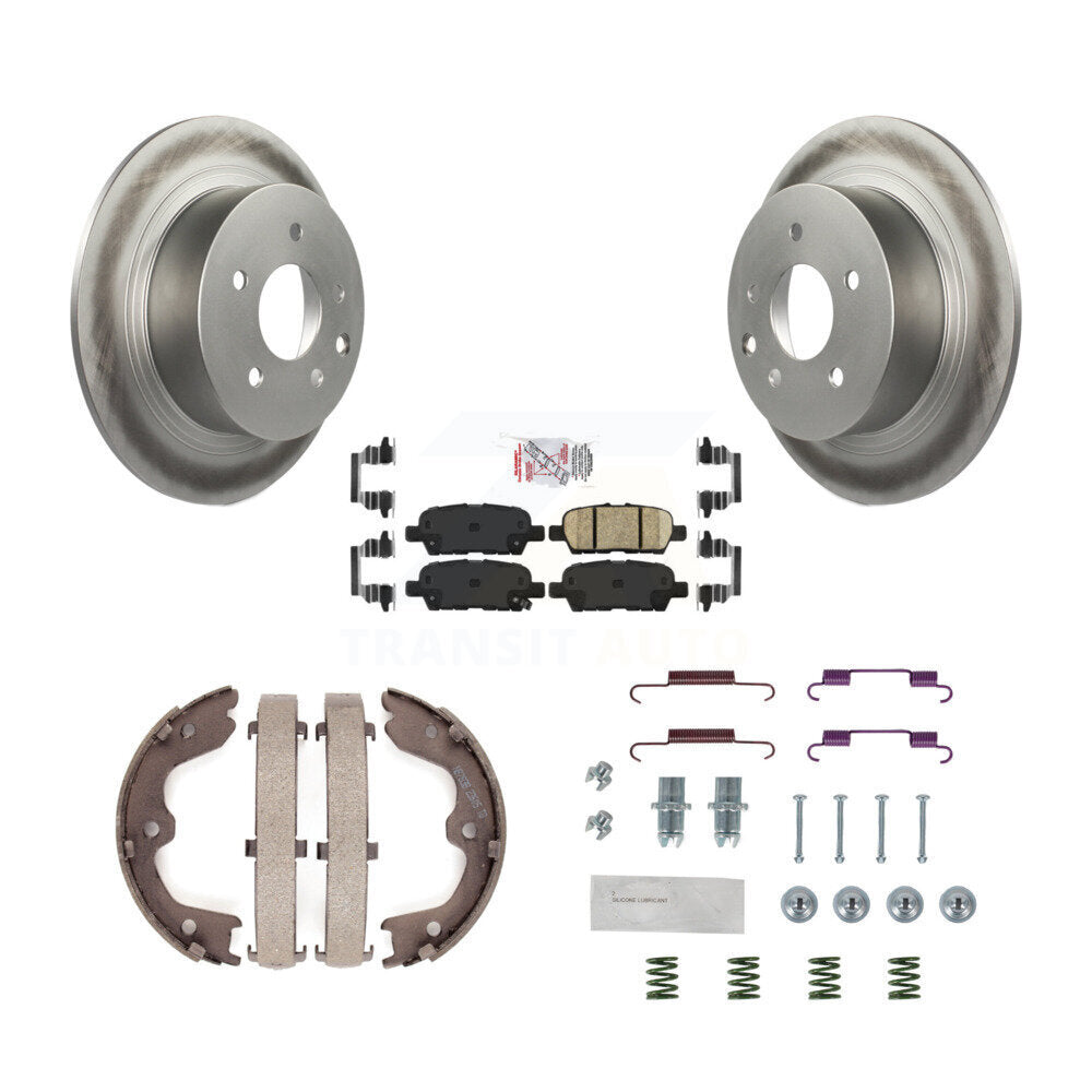 Rotors enduits de disque arrière, plaquettes en céramique, chaussures de frein de stationnement et Kit de matériel pour