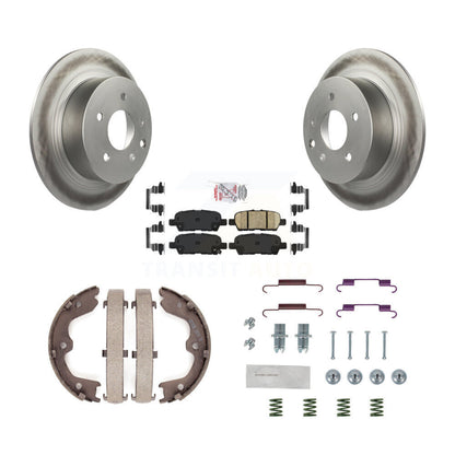 Rotors enduits de disque arrière, plaquettes en céramique, chaussures de frein de stationnement et Kit de matériel pour