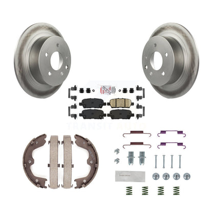 Rotors enduits de disque arrière, plaquettes en céramique, chaussures de frein de stationnement et Kit de matériel pour