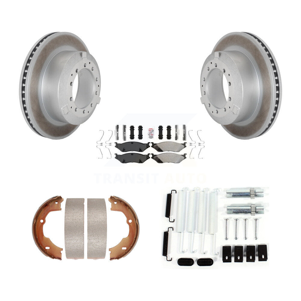 Rotors à revêtement de disque arrière, plaquettes semi-métalliques, Kit de quincaillerie pour chaussures de frein de stationnement pour