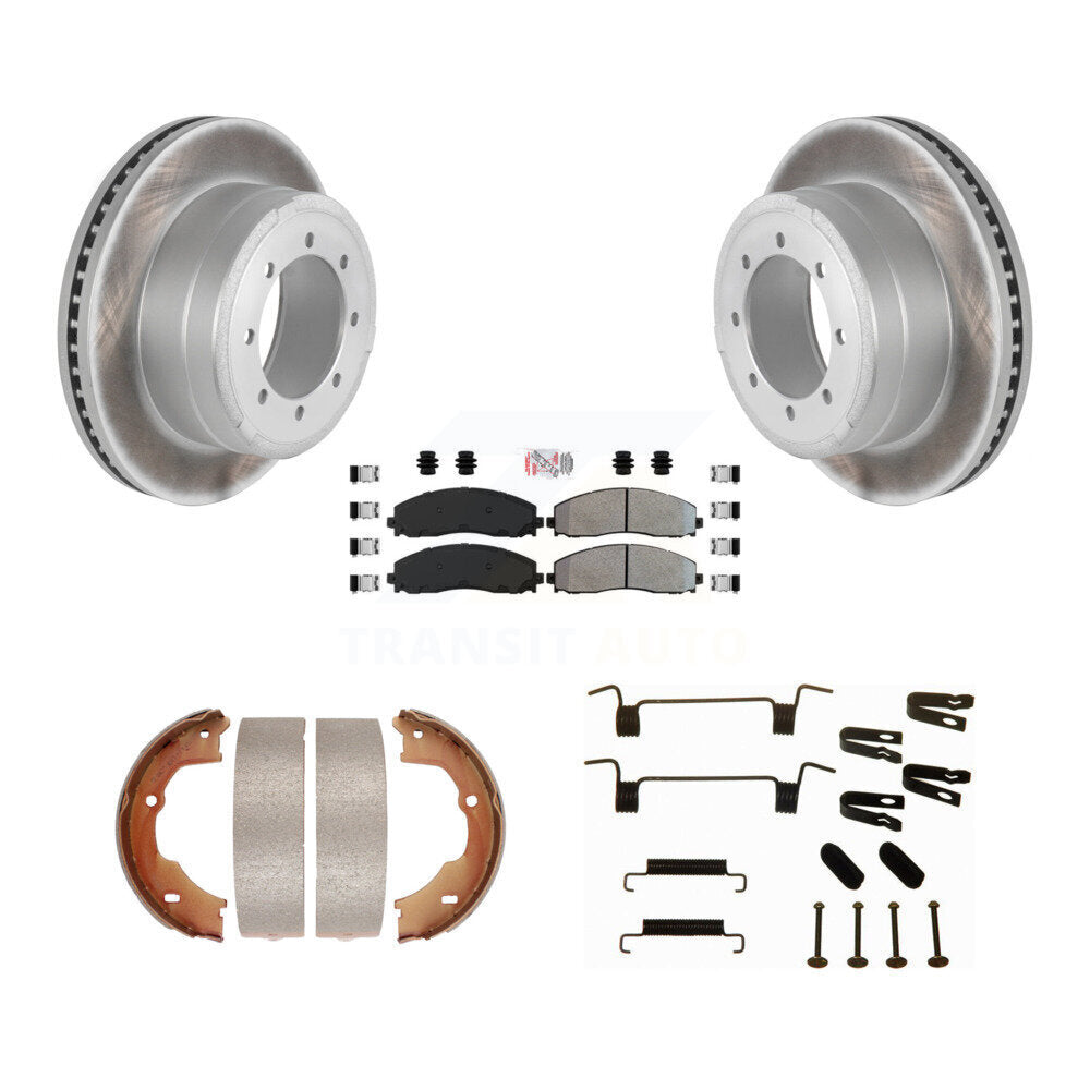 Rotors à revêtement de disque arrière, plaquettes semi-métalliques, Kit de quincaillerie pour chaussures de frein de stationnement pour