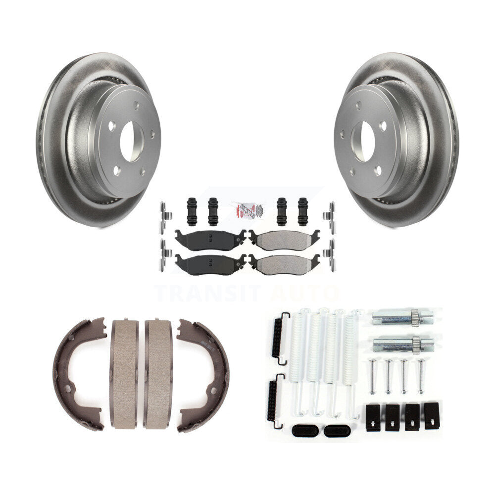 Rotors à revêtement de disque arrière, patins semi-métalliques, chaussures de stationnement et kit de quincaillerie pour Ram