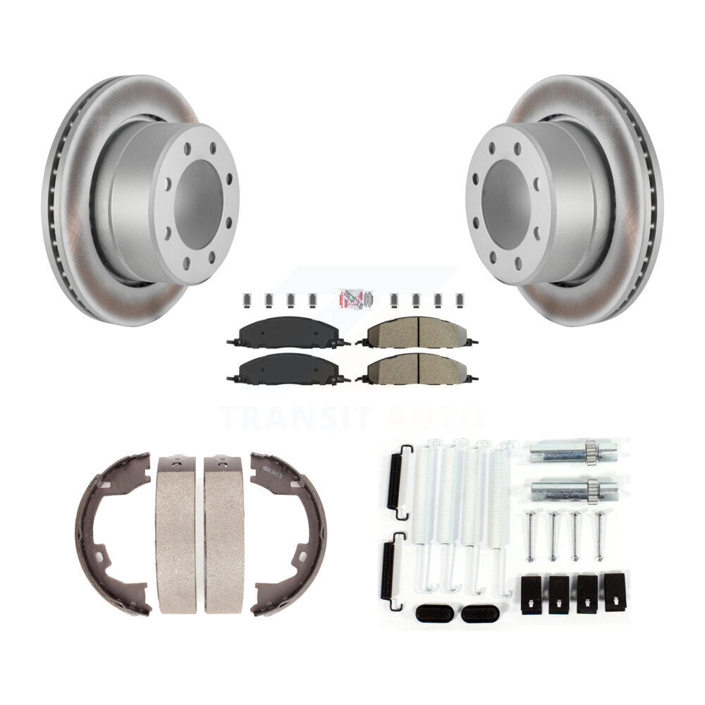 Rotors à revêtement de disque arrière, plaquettes semi-métalliques, Kit de quincaillerie pour chaussures de frein de stationnement pour