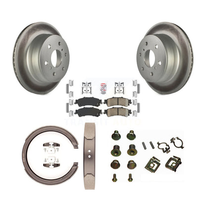 Rotors enduits de disque arrière, plaquettes en céramique, chaussures de frein de stationnement et Kit de matériel pour