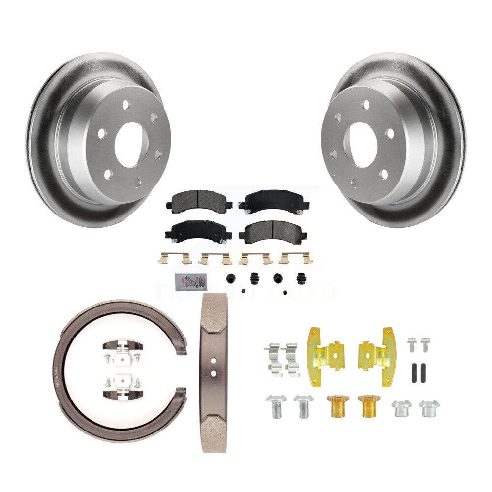 Rotors à revêtement de disque arrière, patins semi-métalliques, chaussures de stationnement et kit de quincaillerie pour 150
