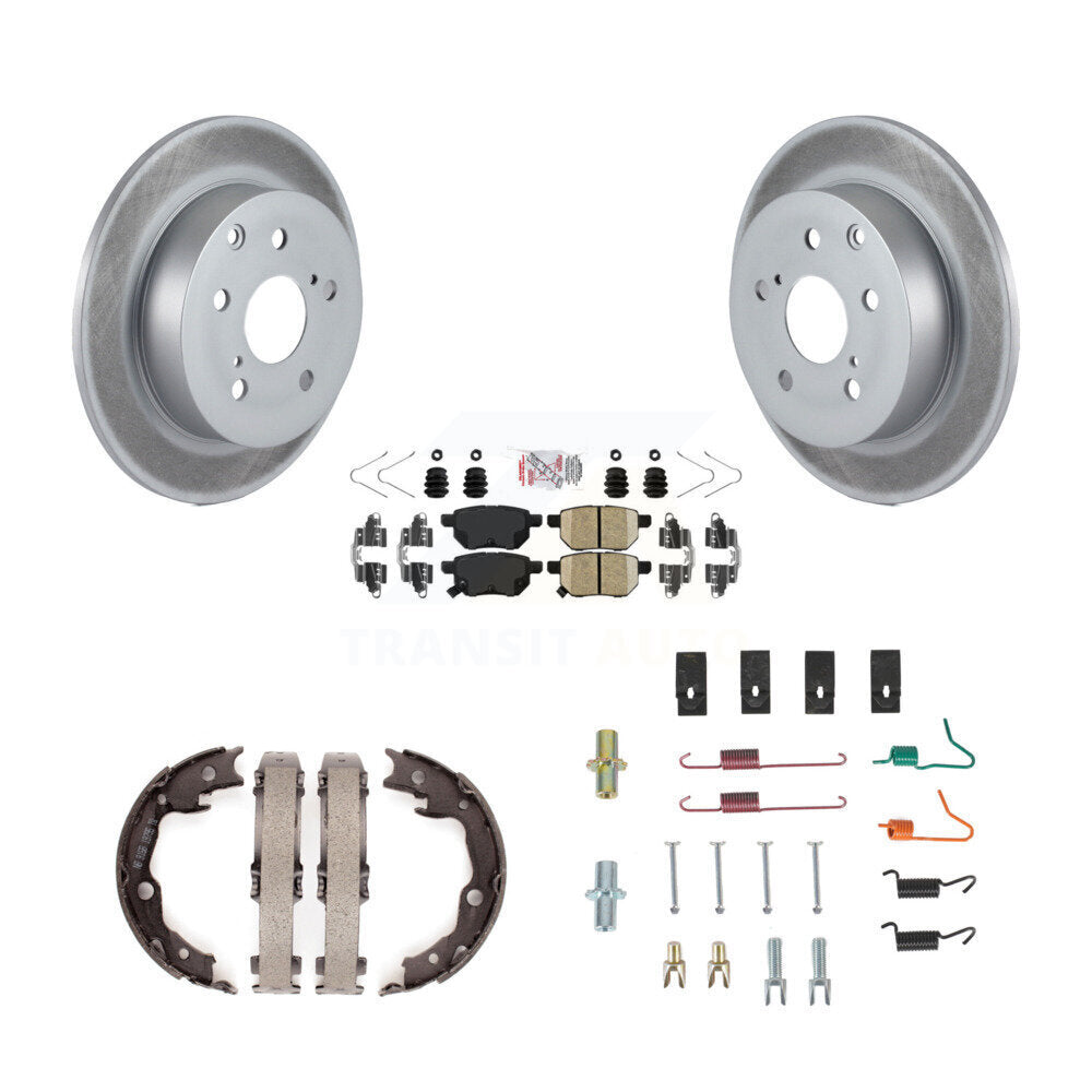 Rotors enduits de disque arrière, plaquettes en céramique, chaussures de frein de stationnement et Kit de matériel pour