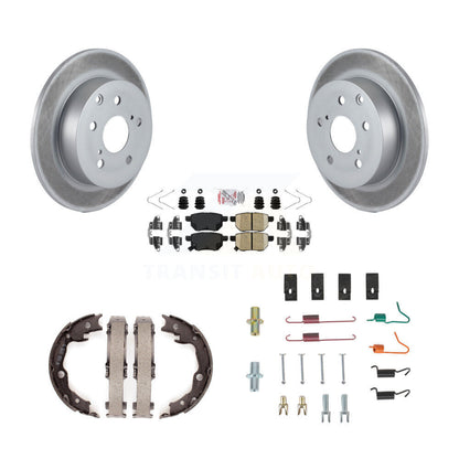 Rotors enduits de disque arrière, plaquettes en céramique, chaussures de frein de stationnement et Kit de matériel pour