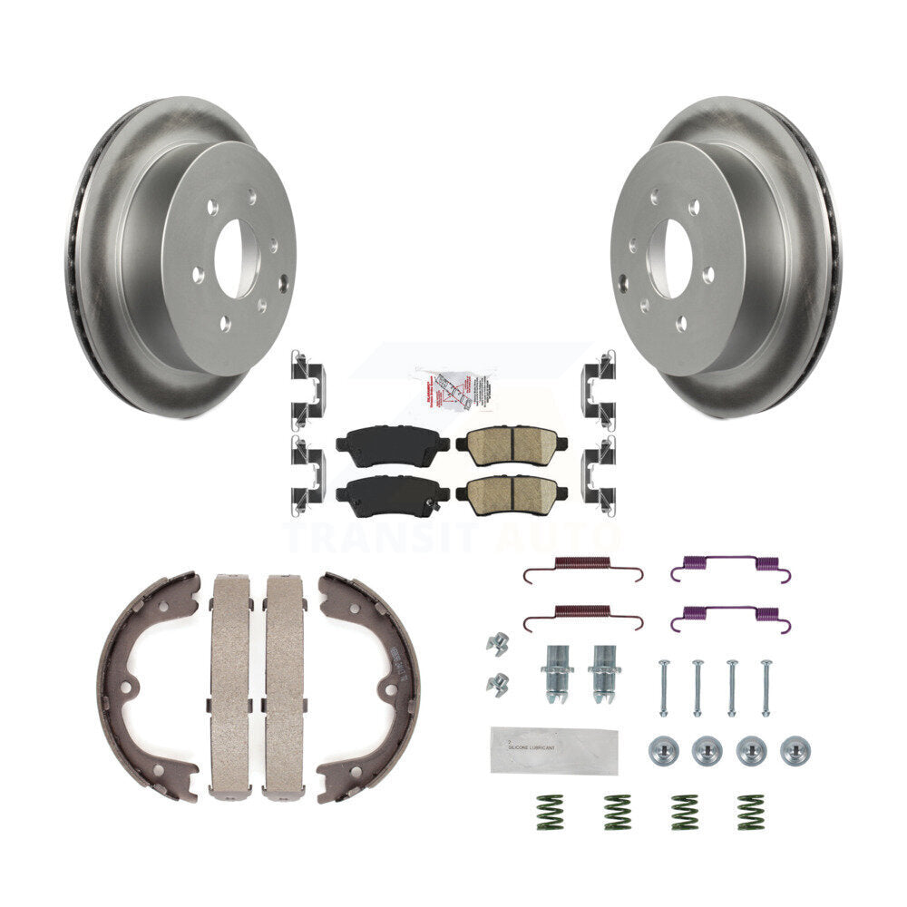Rotors enduits de disque arrière, plaquettes en céramique, chaussures de frein de stationnement et Kit de matériel pour
