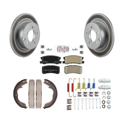 Rotors enduits de disque arrière, plaquettes en céramique, chaussures de frein de stationnement et Kit de matériel pour