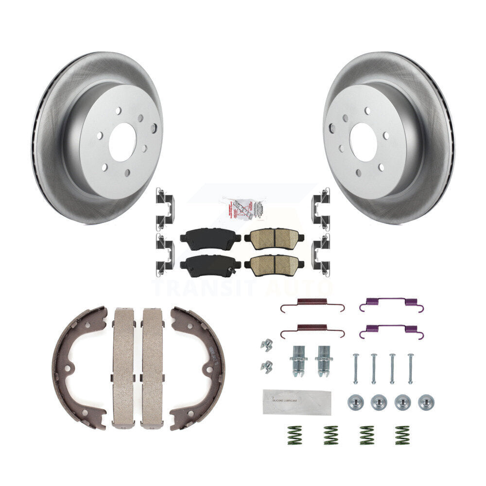 Rotors enduits de disque arrière, plaquettes en céramique, chaussures de frein de stationnement et Kit de matériel pour