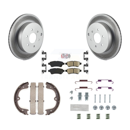 Rotors enduits de disque arrière, plaquettes en céramique, chaussures de frein de stationnement et Kit de matériel pour