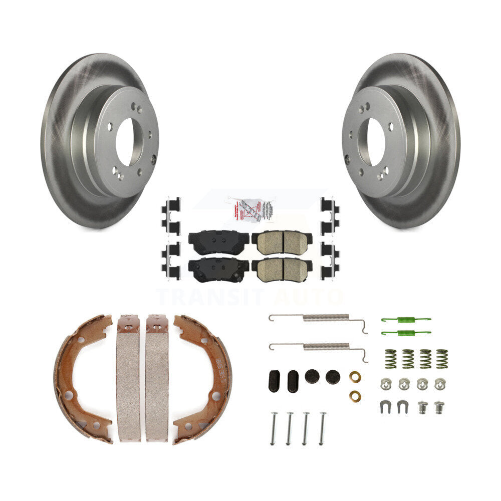 Rotors enduits de disque arrière, plaquettes en céramique, chaussures de frein de stationnement et Kit de matériel pour