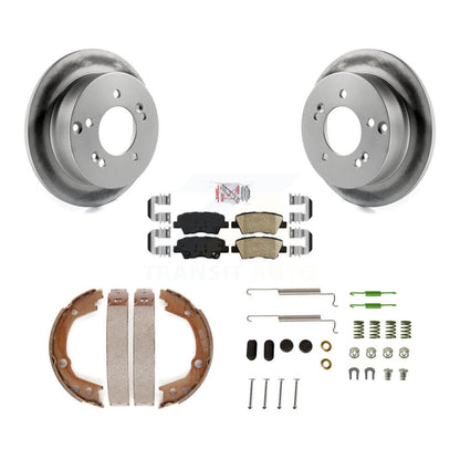 Rotors enduits de disque arrière, plaquettes en céramique, chaussures de frein de stationnement et Kit de matériel pour