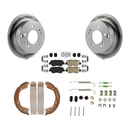 Rotors enduits de disque arrière, plaquettes en céramique, chaussures de frein de stationnement et Kit de matériel pour