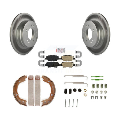 Rotors enduits de disque arrière, plaquettes en céramique, chaussures de frein de stationnement et Kit de matériel pour
