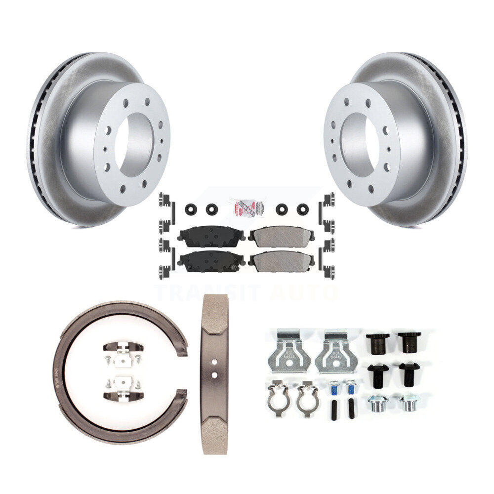Rotors à revêtement de disque arrière, plaquettes semi-métalliques, Kit de quincaillerie pour chaussures de frein de stationnement pour