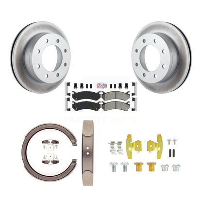 Rotors à revêtement de disque arrière, patins semi-métalliques, chaussures de stationnement et kit de quincaillerie pour 150