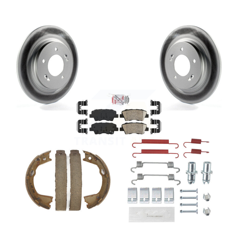 Kit de chaussures de stationnement et de matériel de stationnement de plaquettes en céramique de rotors enduits de disque arrière pour Hyundai