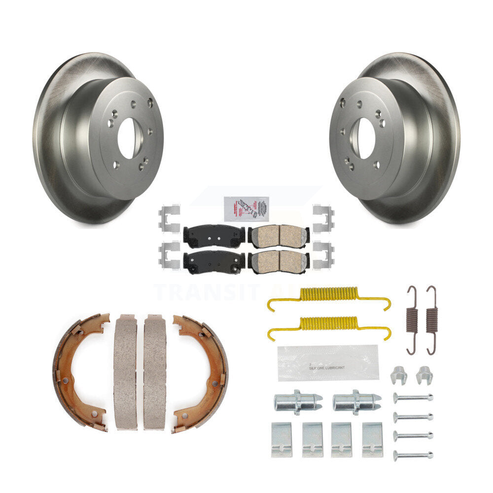 Rotors enduits de disque arrière, plaquettes en céramique, chaussures de frein de stationnement et Kit de matériel pour