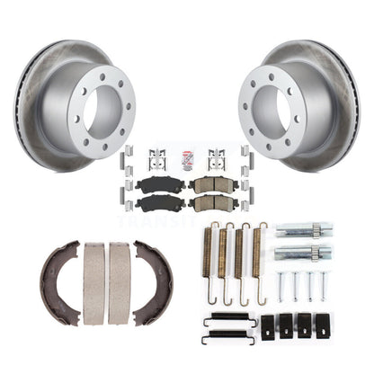 Rotors enduits de disque arrière, plaquettes en céramique, chaussures de frein de stationnement et Kit de matériel pour
