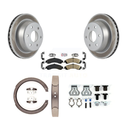 Rotors enduits de disque arrière, plaquettes en céramique, chaussures de frein de stationnement et Kit de matériel pour