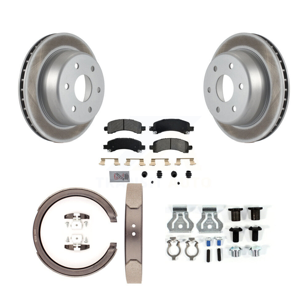 Rotors à revêtement de disque arrière, plaquettes semi-métalliques, Kit de quincaillerie pour chaussures de frein de stationnement pour