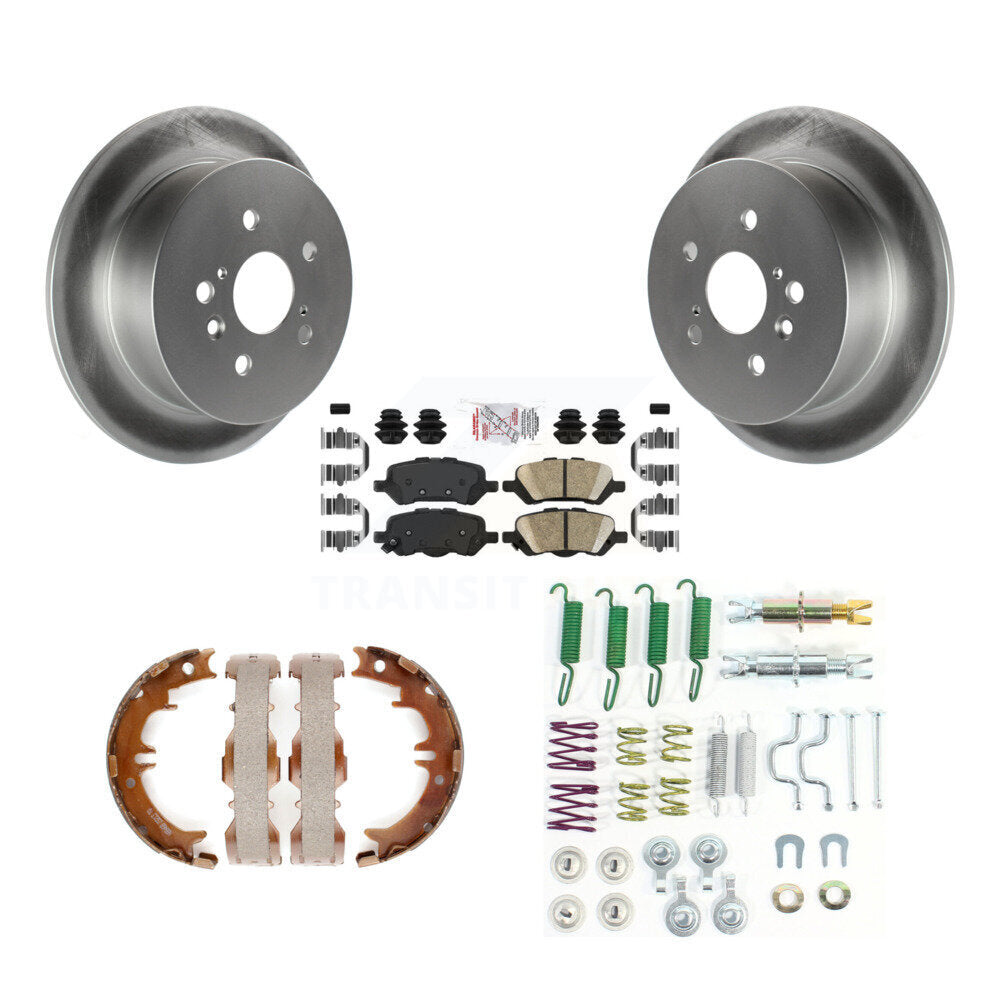 Rear Disc Coated Rotors Ceramic Pads Parking Shoes Hardware Kit For Toyota Venz