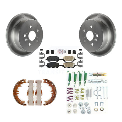 Rear Disc Coated Rotors Ceramic Pads Parking Shoes Hardware Kit For Toyota Venz