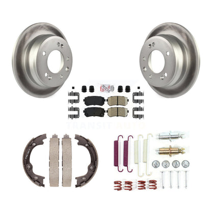 Rotors enduits de disque arrière, plaquettes en céramique, chaussures de frein de stationnement et Kit de matériel pour