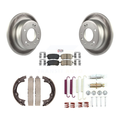 Rotors enduits de disque arrière, plaquettes en céramique, chaussures de frein de stationnement et Kit de matériel pour