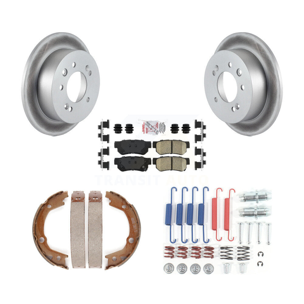 Rotors enduits de disque arrière, plaquettes en céramique, chaussures de frein de stationnement et Kit de matériel pour