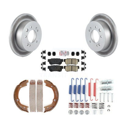 Rotors enduits de disque arrière, plaquettes en céramique, chaussures de frein de stationnement et Kit de matériel pour