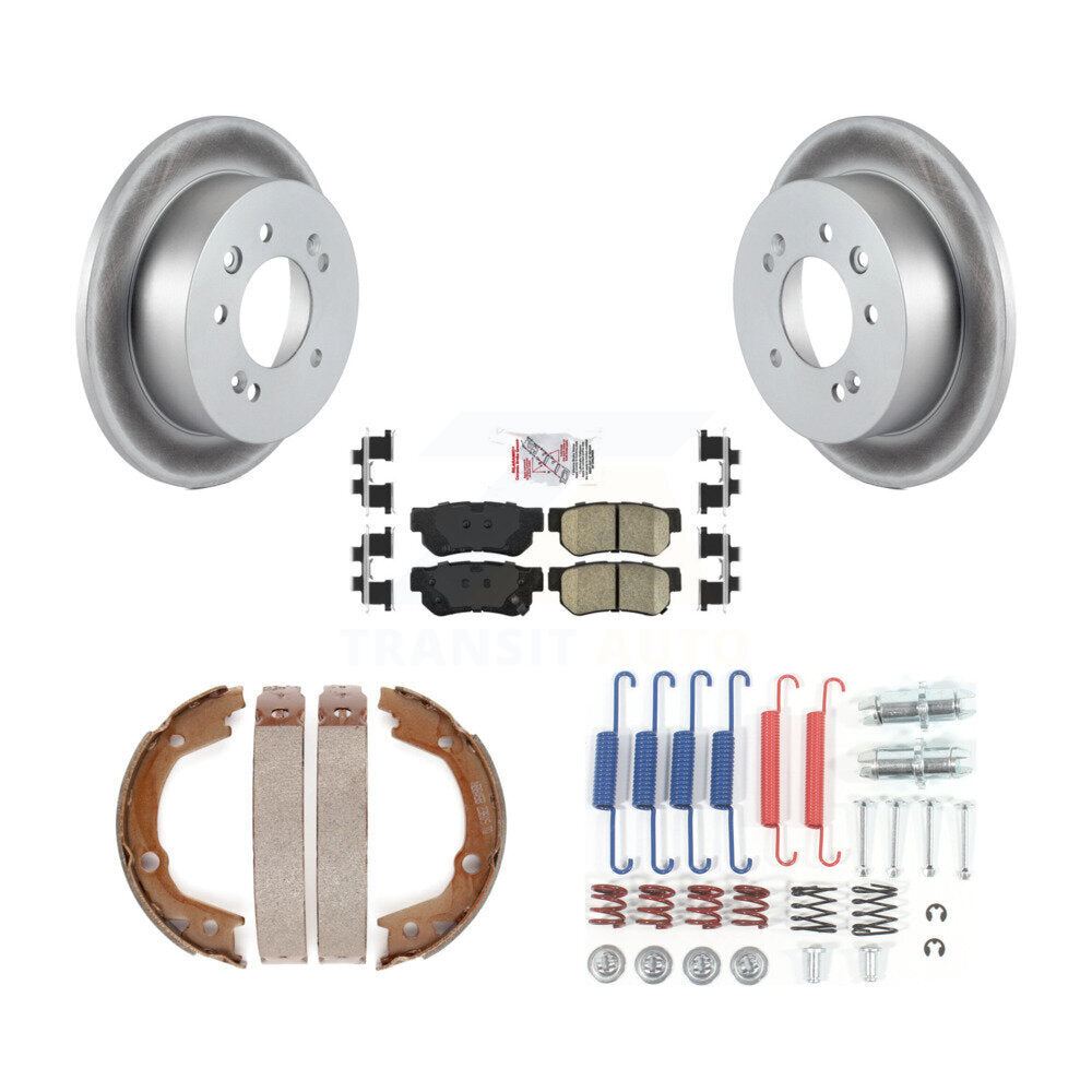 Rotors enduits de disque arrière, plaquettes en céramique, chaussures de frein de stationnement et Kit de matériel pour