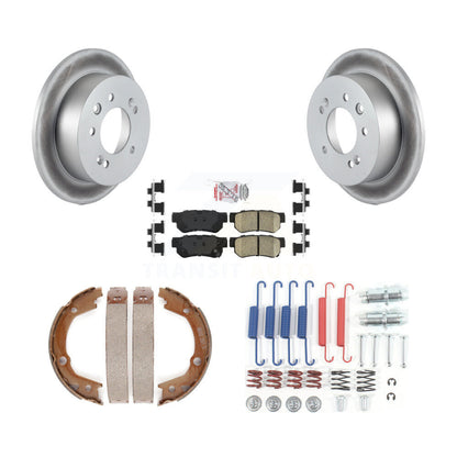 Rotors enduits de disque arrière, plaquettes en céramique, chaussures de frein de stationnement et Kit de matériel pour