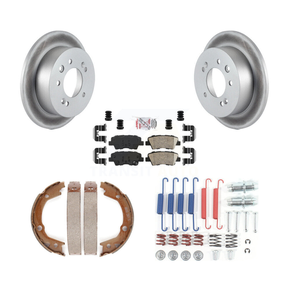 Rotors enduits de disque arrière, plaquettes en céramique, chaussures de frein de stationnement et Kit de matériel pour