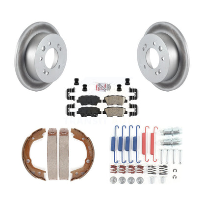 Rotors enduits de disque arrière, plaquettes en céramique, chaussures de frein de stationnement et Kit de matériel pour