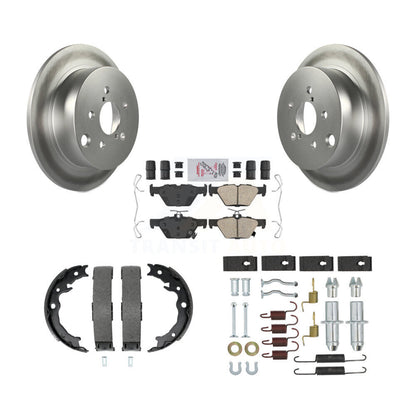 Rotors enduits de disque arrière, plaquettes en céramique, chaussures de frein de stationnement et Kit de matériel pour