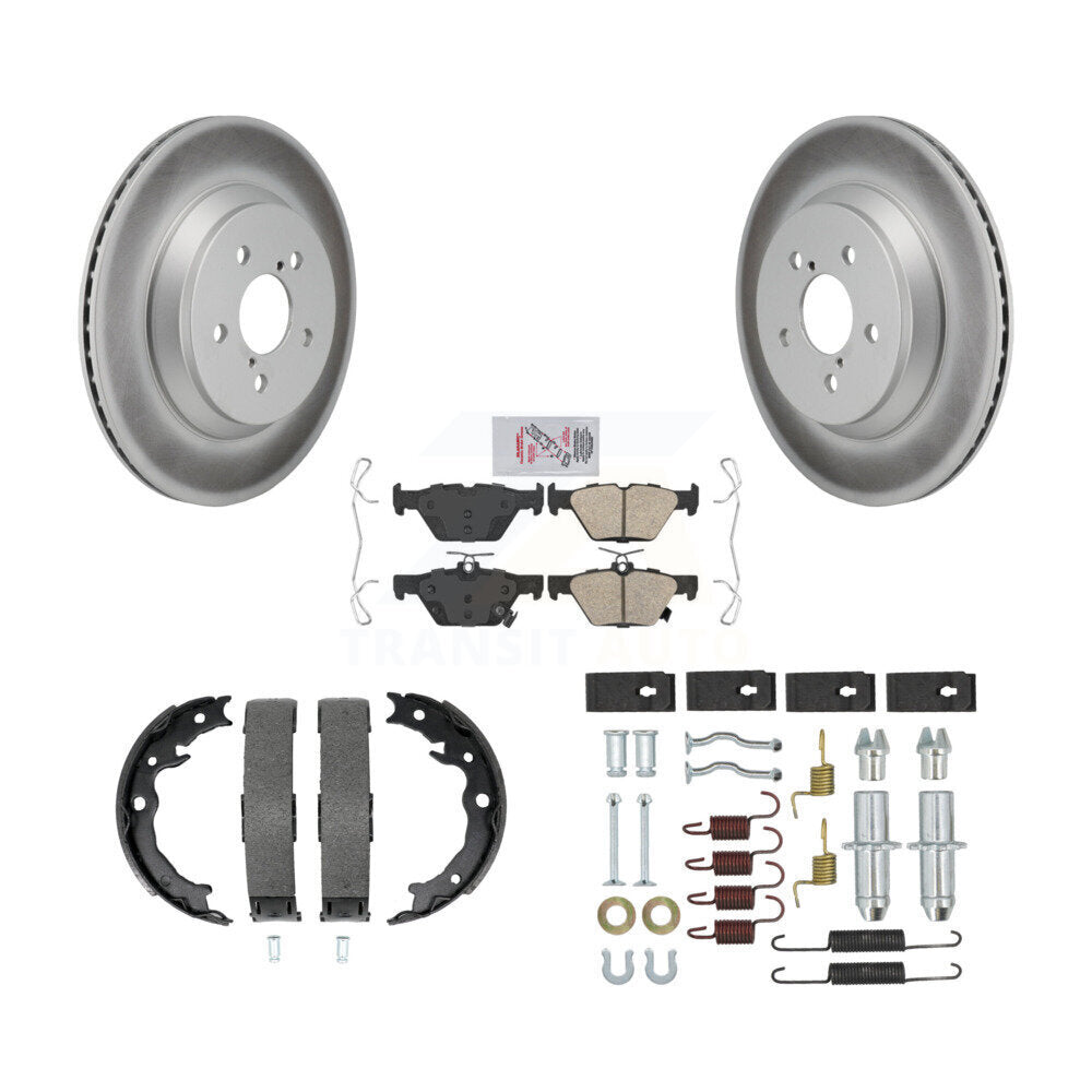Rotors enduits de disque arrière, plaquettes en céramique, chaussures de frein de stationnement et Kit de matériel pour